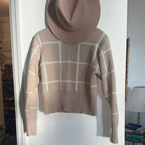 Classy and Cozy Beige Checkered Women's Sweater